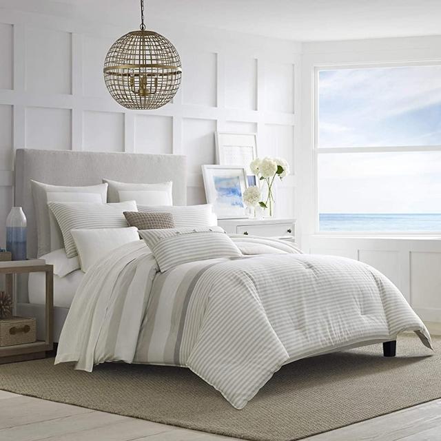 Nautica Saybrook-Brown Full/Queen Yarn Dyed Comforter-Sham Set, Beige