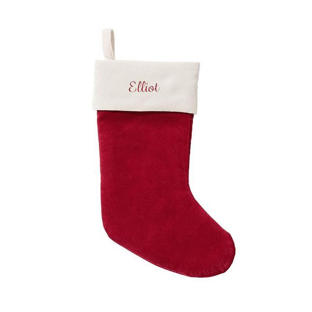 Velvet Stocking, Red with Ivory Cuff - Small 9.25"x14.75"