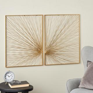 2-Piece Sunburst Metal Coiled Ribbon Wall Decor Set