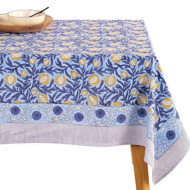 Maison De Blocs 100% Cotton Hand Block Printed, Tablecloth for Kitchen, Dining, Table Cover for Parties, Chritmas, Weddings, Barbecues and Summer picnics Table Cloth