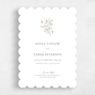 White Scalloped Wedding Invitation - Sweetbay Classic