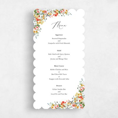 White Scalloped Wedding Menu - Pourpier