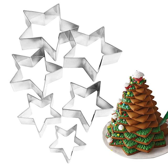 6 Pieces Star Cookie Cutters, 4th of July Cookie Cutters, Assorted Sizes Stainless Steel Star Shapes,Large Star Cookie Cutter Molds for Making Biscuit Molds Fondant Decorations