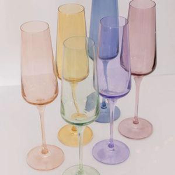 Estelle Colored Glass Mixed Champagne Flute Set