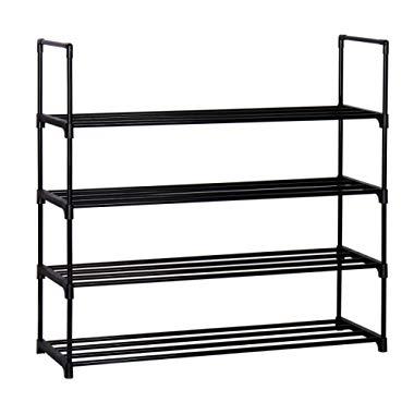 Homebi 4-Tier Shoe Rack Metal Shoe Tower 20-Pair Shoe Storage Organizer Unit Entryway Shelf Stackable Cabinet with 4 Tiers Durable Metal Shelves,35.6" W x 12.0" D x 33.27" H (Black)