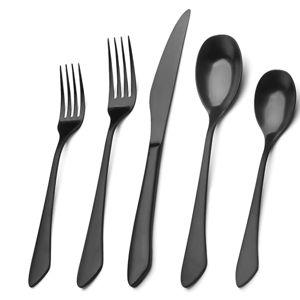 Matte Black Silverware Set, 40-Piece Stainless Steel Flatware Set Service for 8, Satin Finish Tableware Cutlery Set for Home and Restaurant, Dishwasher Safe
