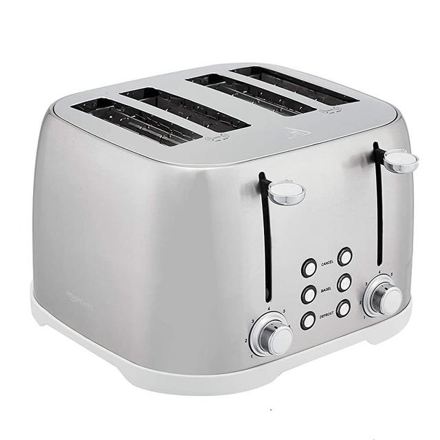 AmazonBasics 4-Slot Toaster, Brushed Silver
