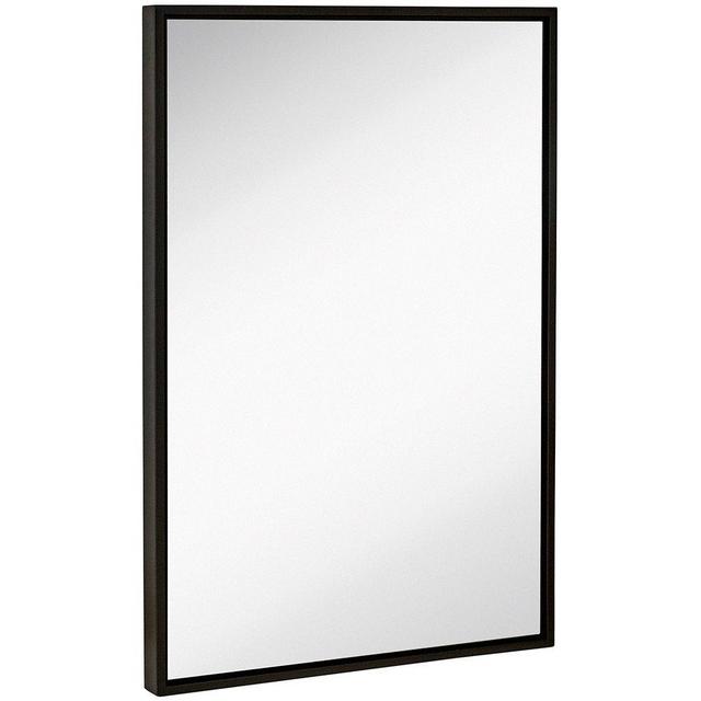 Clean Large Modern Black Frame Wall Mirror | 24" x 36" Contemporary Premium Silver Backed Floating Glass Panel | Vanity, Bedroom, or Bathroom | Mirrored Rectangle Hangs Horizontal or Vertical