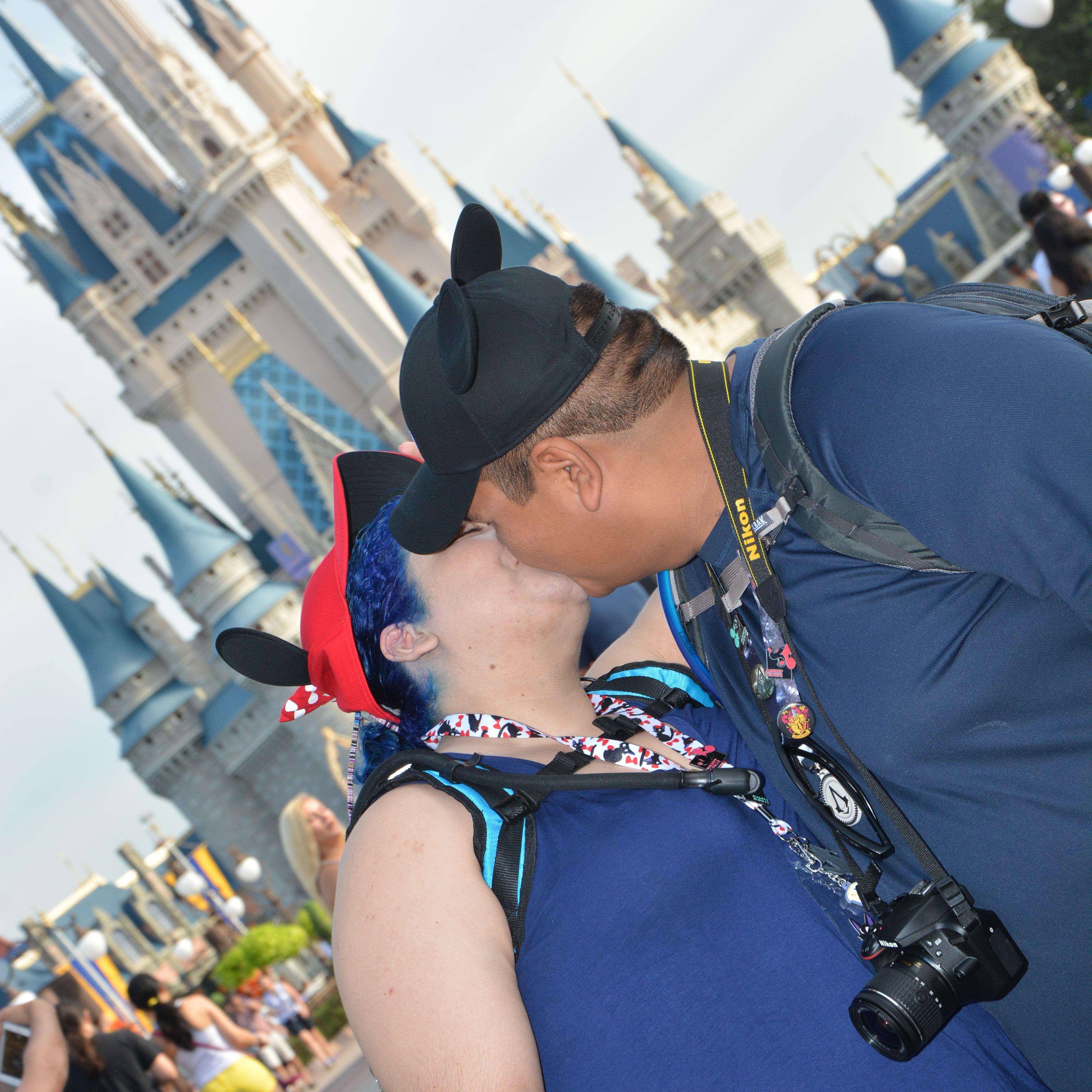 Kissed under the Magical Castle of Disney World Loved this trip!