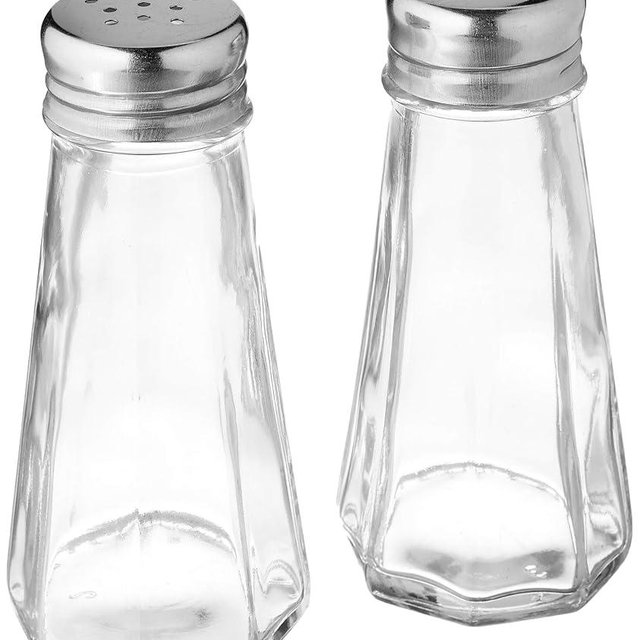 Circleware Taste Up Glass Salt and Pepper Shakers with Metal Lids, Set of 2, 3 ounce, Clear, Limited Edition Glassware