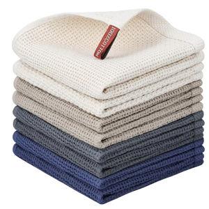 Kitchen Dish Towels Pack of 8 (Multipack: Gray, Brown, Beige, Navy Blue)