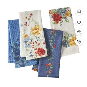 The Pioneer Woman Delilah Woven Kitchen Towels, Multicolor, 18" x 28", Set of 4