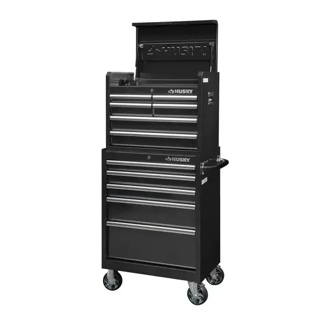27 in. W x 18 in. D Standard Duty 11-Drawer Tool Chest and Top Tool Cabinet Combo in Black