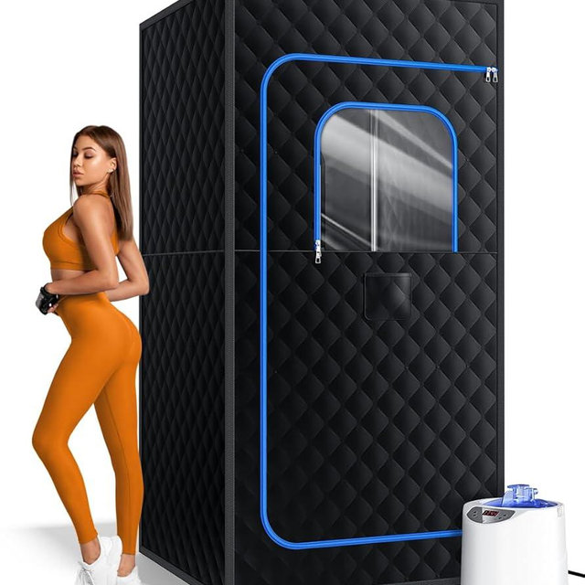 pikulLA Sauna Box, Portable Sauna for Home, Personal Portable Steam Sauna Tent with 1200W 3L Steamer Heater, 15 Levels, Remote Control, Foldable Chair, Cozy Big Size 36 * 36 * 71 inches