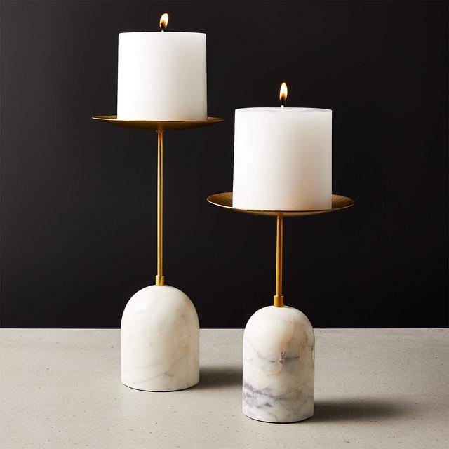 Numa Marble and Brass Candle Stands Set of 2
