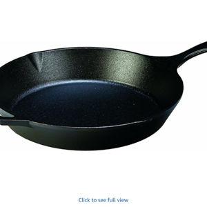 Lodge Seasoned Cast Iron Skillet - PFAS-Free, Non-Toxic Cookware - Use with an Oven, Stove, Grill, or Campfire - Naturally Non-Stick & Oven Safe - 13.25 Inches