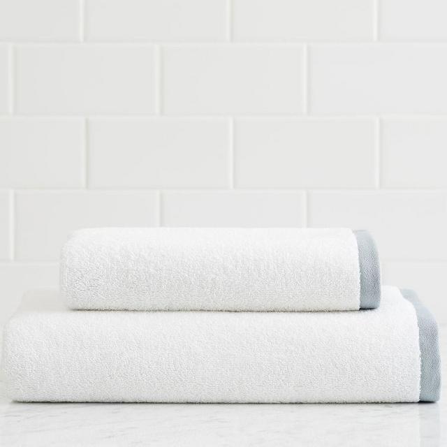 Cloud Blue Border Edge Organic Hand Towels