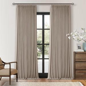 Burlywood Birch Linen Pinch Pleated Blackout Curtains 84 Inches