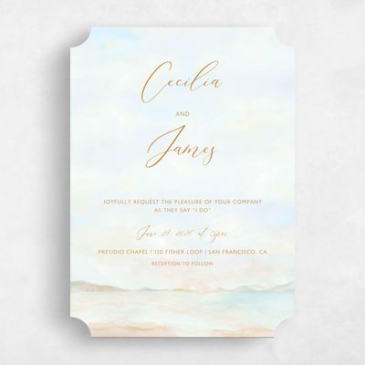 Blue Ticket Wedding Invitation - Andalusia Portrait