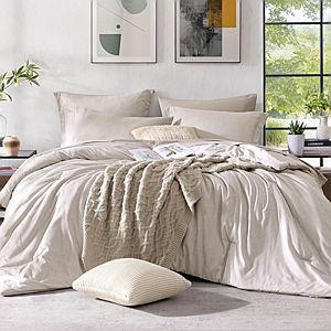 Monbix Oversized King Comforter Set - 7 Pieces Cationic Dyeing Oatmeal Beige Bed in a Bag Bedding Sets with Comforter, Sheets, Pillowcases & Shams, Reversible Bedding Comforters Sets