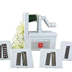 Paderno World Cuisine 4-Blade Folding Vegetable Slicer / Spiralizer Pro, Counter-Mounted and includes 4 Different Stainless Steel Blades