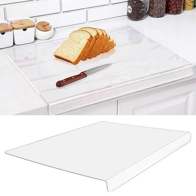 Acrylic Cutting Boards for Kitchen Counter，Clear Cutting Board for Countertop with Lip, Upgraded Thicker Non-Slip Transparent Acrylic Cutting Board for Countertop for Home (18 * 14in) (Small)
