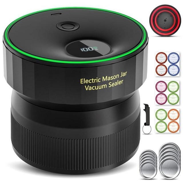 2025 Upgraded Mason Jar Vacuum Sealer, Electric Vacuum Sealer for Regular Mouth and Wide Mouth Canning Jars, Fully Automated and Portable