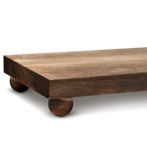 Wood Pedestal Stand Kitchen Soap Tray Farmhouse Wooden Riser Stand for Kitchen Bathroom Counter Table Decor Plant Vases Display(Classic,Dark Brown,12 x 7 Inch)