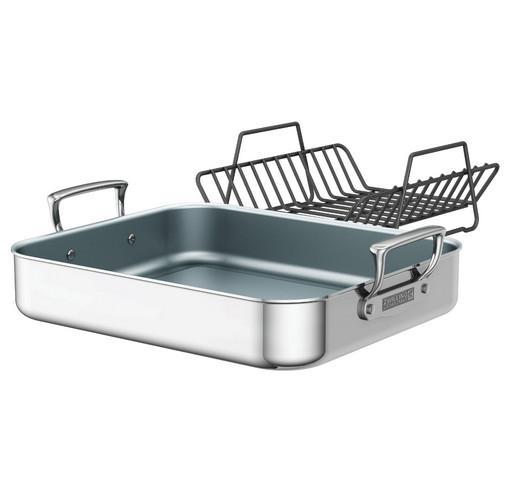 Roasting Ceramic Nonstick Brushed Stainless Pan