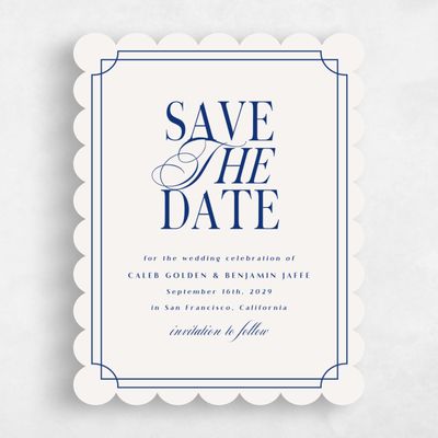 Beige Scalloped Wedding Save the Date - Cato Portrait