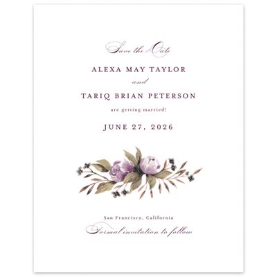 Deep Purple Wedding Digital Save the Date - Cordova Portrait