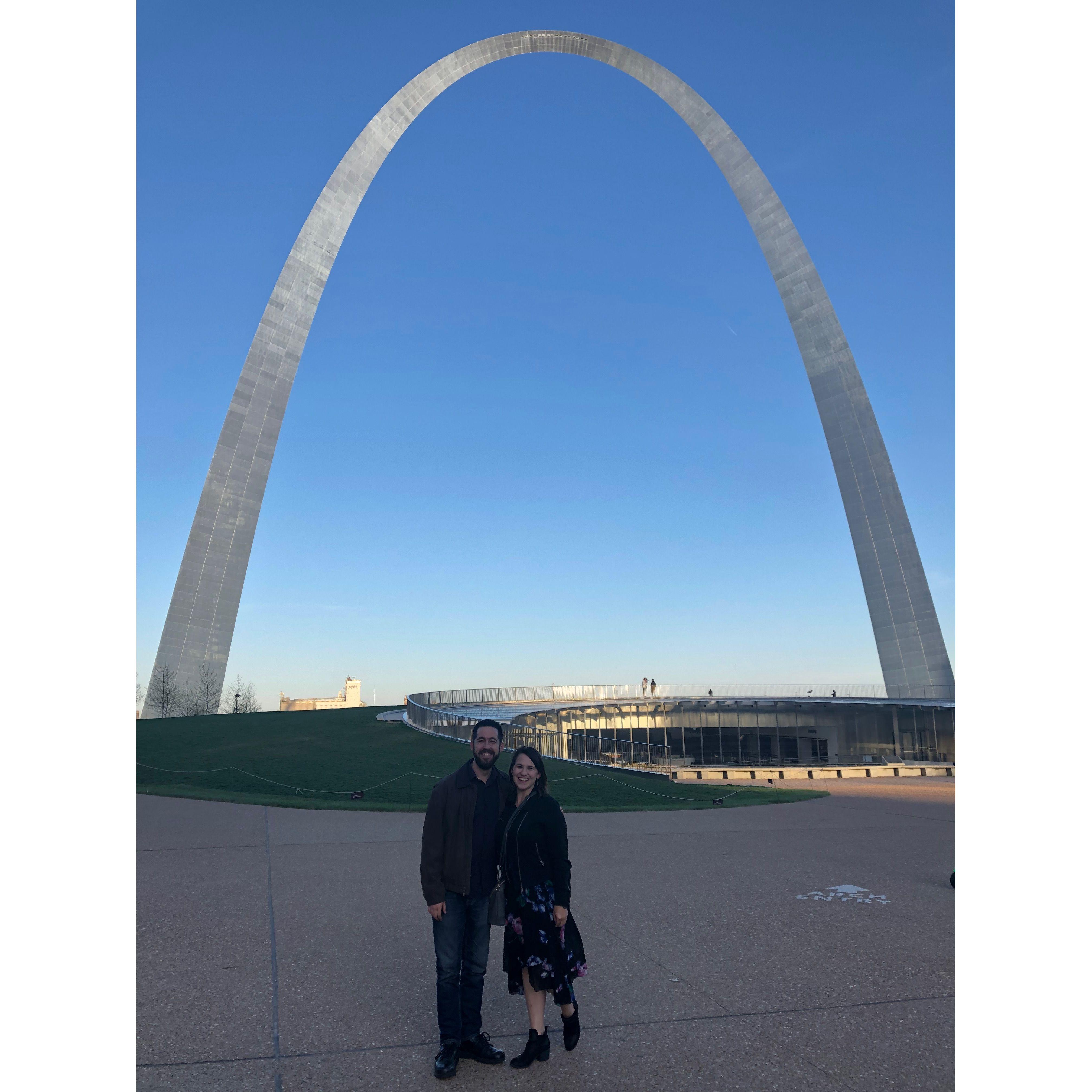 Joe's first visit to St. Louis in April, 2019. He thought the arch was pretty cool and someday we'll actually go to the top!