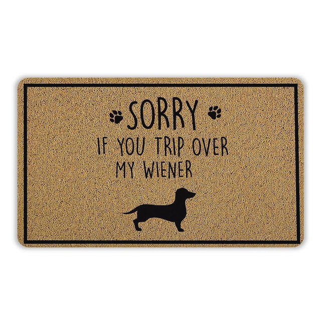 INDAJEDN Funny Dachshund Door Mat, Sorry If You Trip Over My Wiener Funny Weiner Dog Welcome Mats Doormat for Front Door Porch Outside Inside Outdoor Indoor Entrance, 18x30 Inch