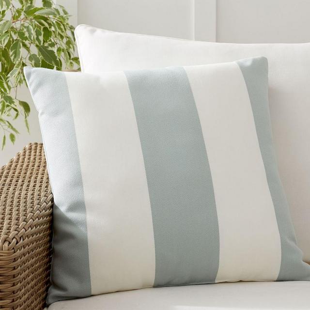 Pb Classic Stripe Outdoor Pillow, 20 x 20", Chambray
