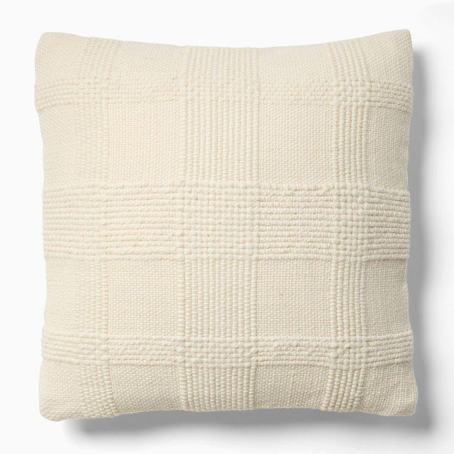 Cozy Grid Pillow Cover, 20x20, Alabaster