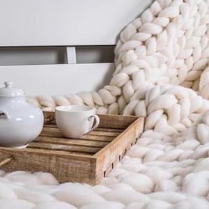 Chunky throw Wool blanket 100 % merino wool  Chunky Knit blanket Giant Throw Home decor Interior design Wool blankets Mother's day gift