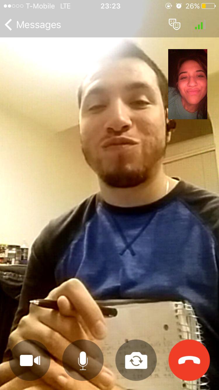 Making our silly faces while doing a FaceTime call