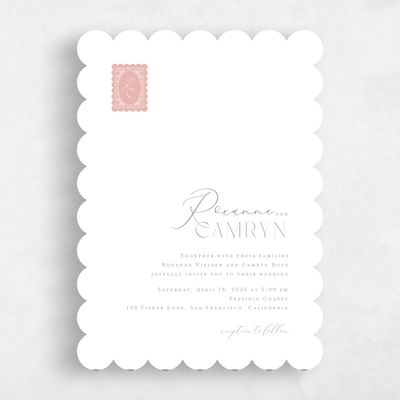 Dusty Peach, Pink Wedding Invitation - Poplar Stamp