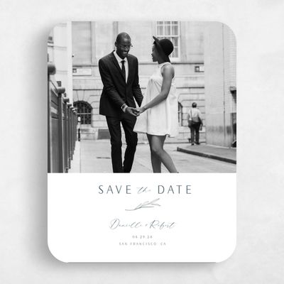 White Rounded Wedding Save the Date - Avila Portrait