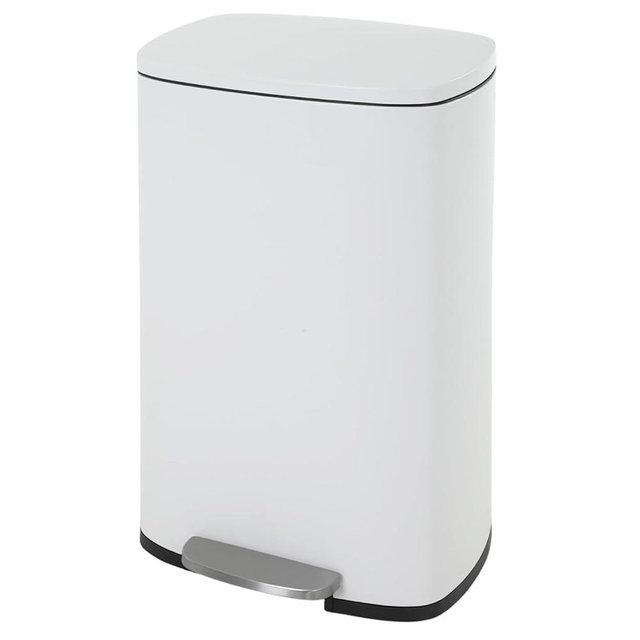 PayLessHere Stainless Steel Trash Can with Lid - Removable Inner Bucket, Foot Pedal Soft Close for Office, Home, Kitchen (White, 13 G)