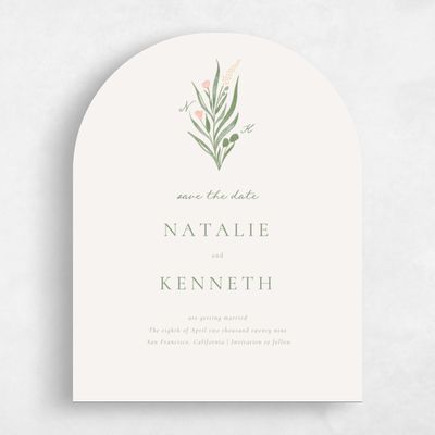 Beige Arch Wedding Save the Date - Arden Portrait