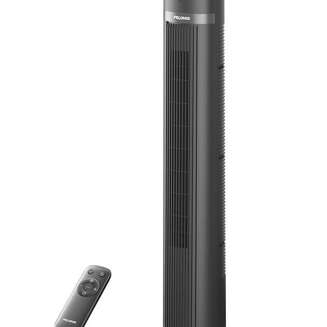 PELONIS 40'' Tower Fan with Remote Control, 90° Oscillation, 3 Speed Settings, 3 Modes, 15-Hour Timer, LED Display, Ideal for Bedroom, Living Room, and Office, Grey
