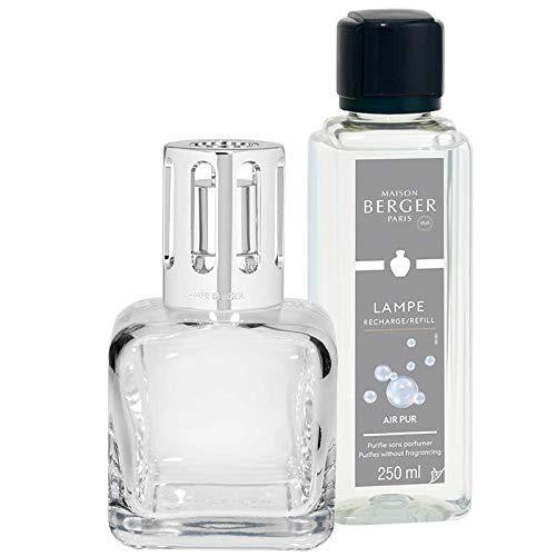 Lampe Berger Giftset Ice Cube - Home Fragrance Diffuser - Perfuming - 5.5 x 5.2 x 8.5 inches - Made in France - Includes Fragrance Essential Neutral 8.45 Fluid Onces - 250 milliliters (Clear)