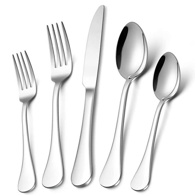 LIANYU 18/10 Stainless Steel Flatware Service for 12, 60-Piece Silverware Cutlery Tableware Set for Restaurant Wedding, Dishwasher Safe, Mirror Polished