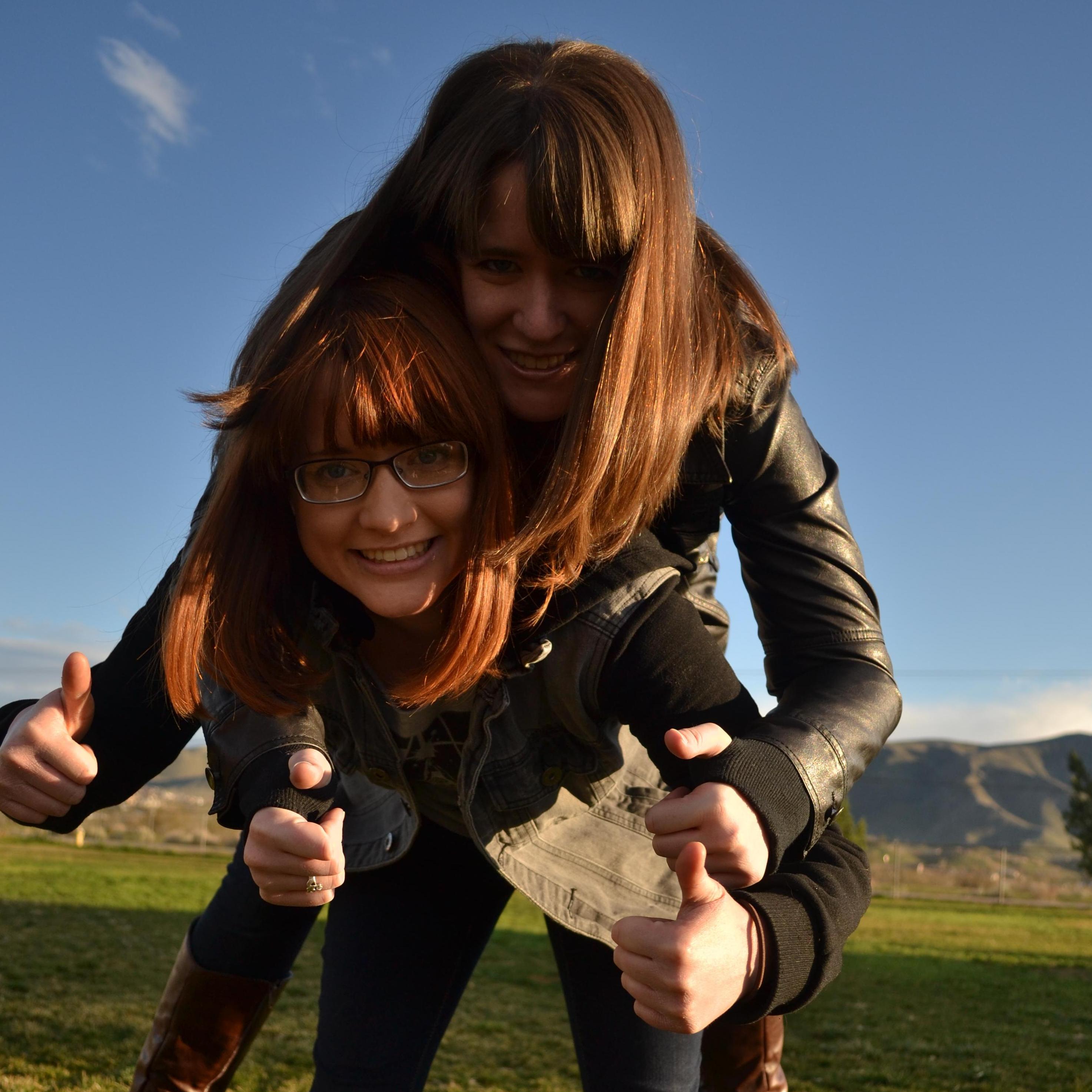 Nichole and Kristine goofing off again. Photo by Mat Enos