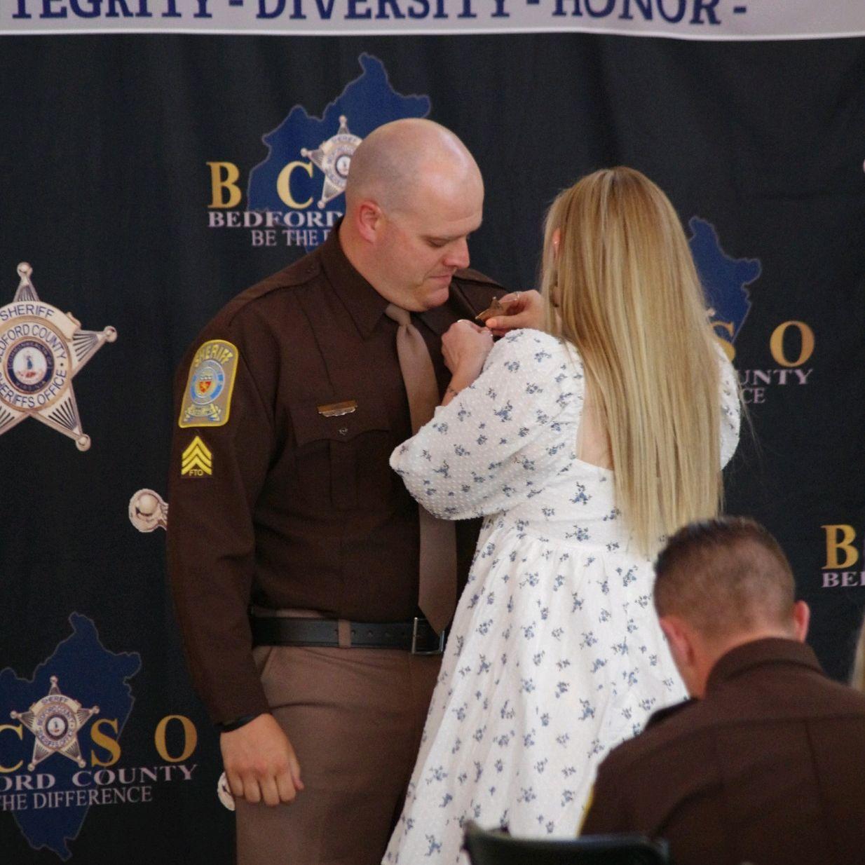 Keith had Covid when his original pinning ceremony for becoming a Sergeant. That was before we met, which we think was meant to be, so we were able to share this special moment together!