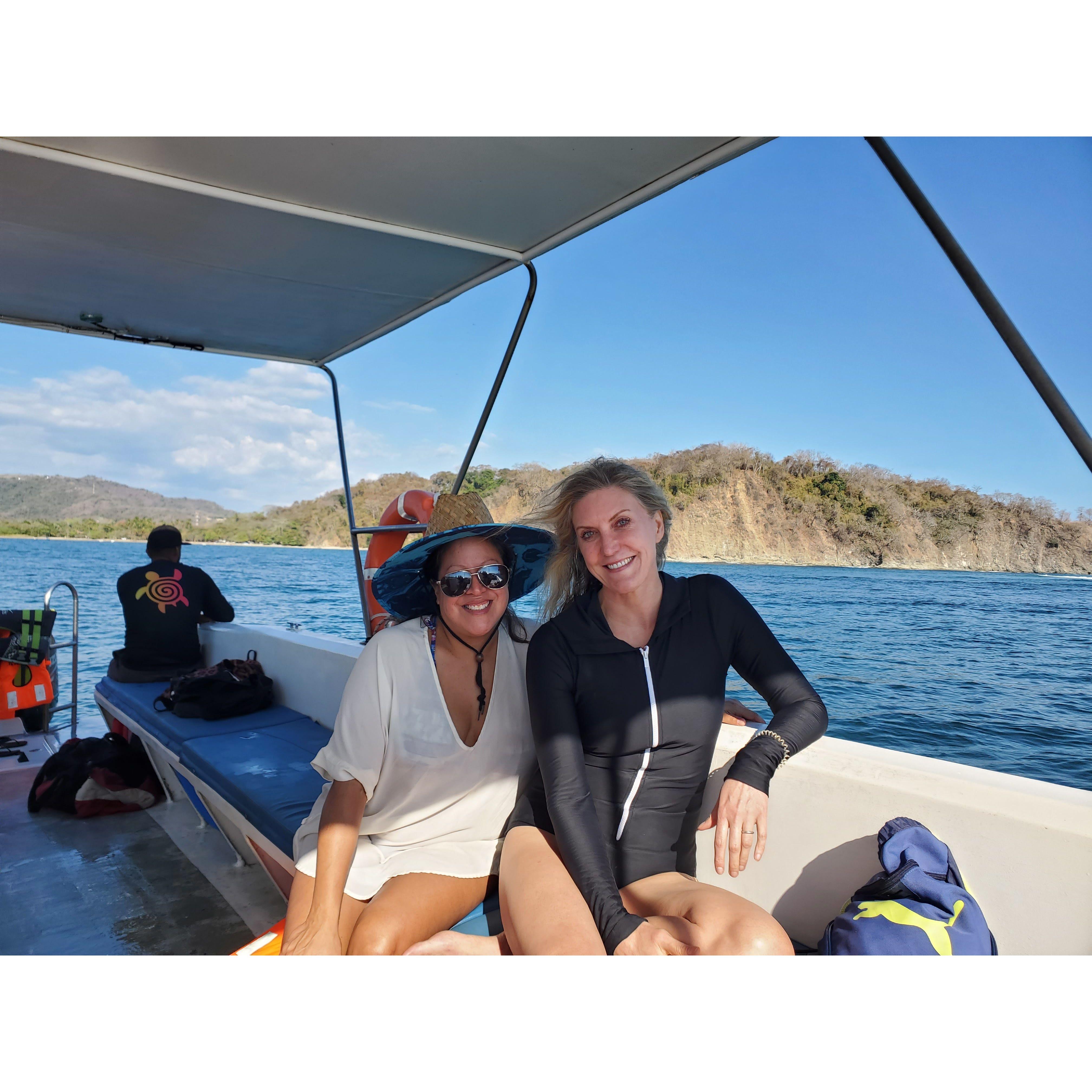 Teresa enjoying the water with Schelly, in Costa Rica