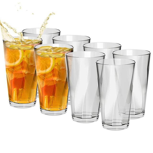 WANCHIY Plastic Tumblers, 21 Ounce Drinking Glasses Set of 8, Kitchen Plastic Cups Reusable Dishwasher Safe, Stackable, BPA-Free, Shatter-Proof Plastic Water Glasses for Home Essentials