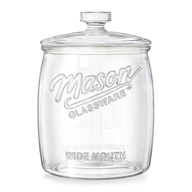 Dwbligt Half Gallon Cookie Jar, Glass Flour Sugar Storage Container for Kitchen Pantry & Laundry Room,Wide Mouth Mason Jar for Sourdough Starter, Candy, Flour, Dog Treats, Coffee - Set of 1