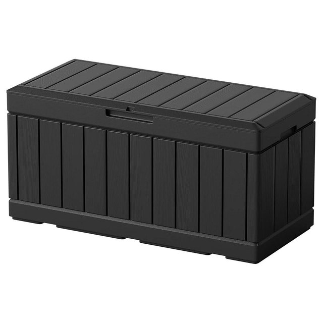 Greesum 82 Gallon Resin Deck Box All Weather Large Outdoor Storage for Patio Furniture, Toys, Garden Tools, Lockable, Black